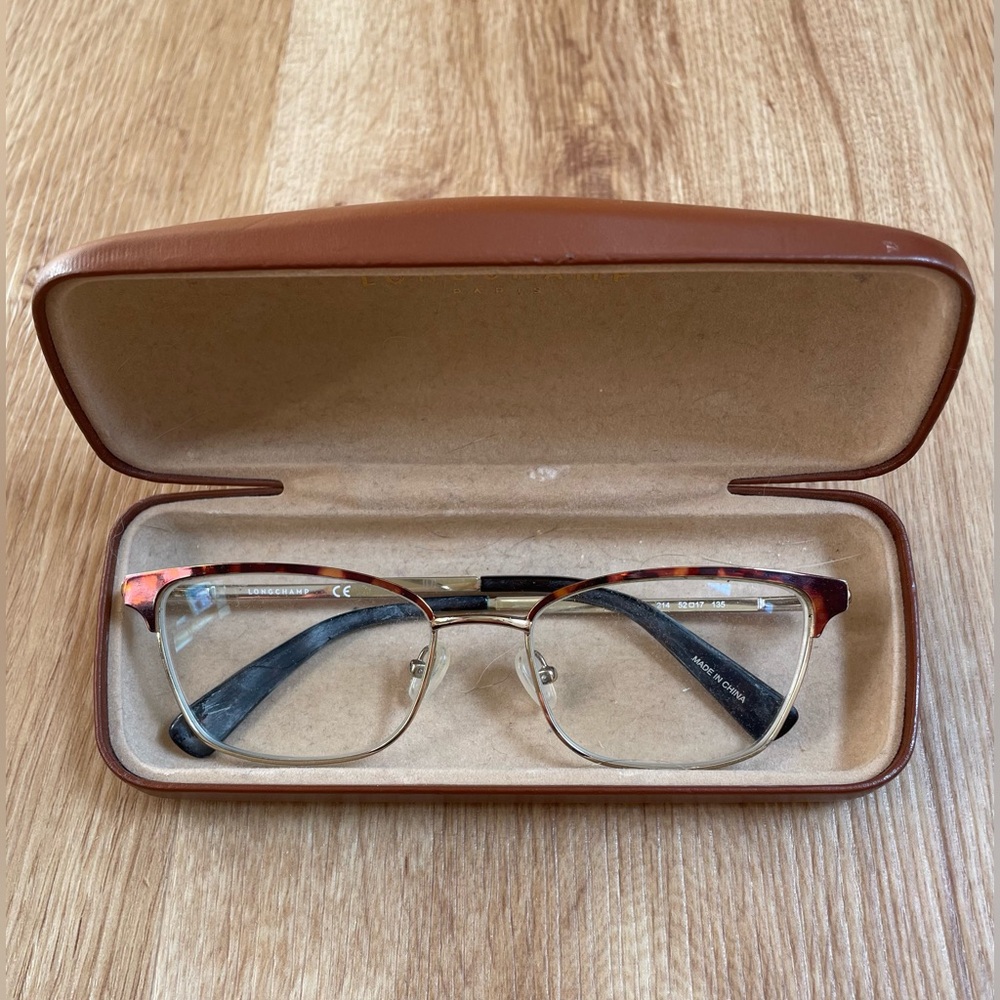 Longchamp Glasses Womens Eyeglasses Classic Tortoise Gold Optical frame retro